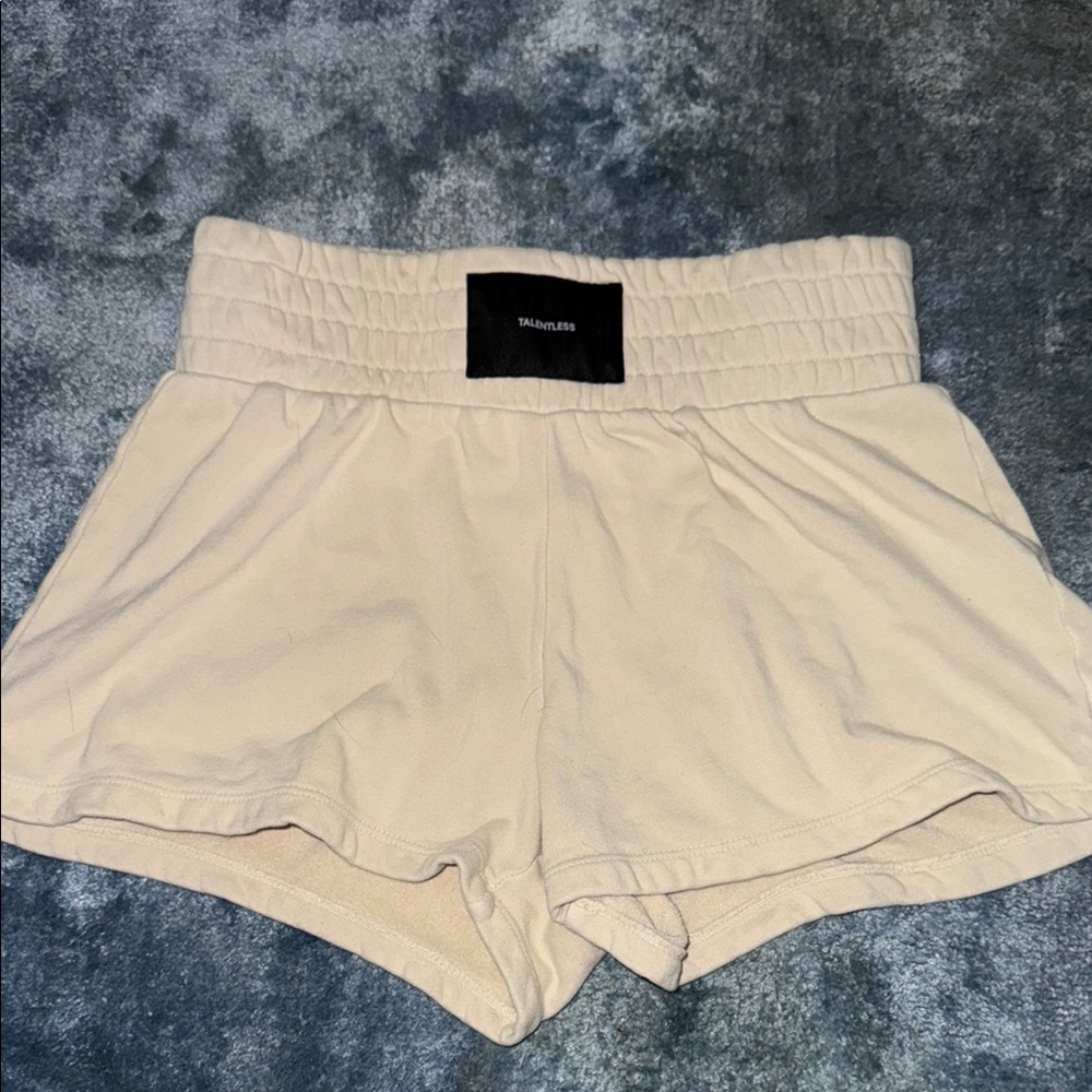 TALENTLESS Cream High Waist Shorts with Flowy Fit